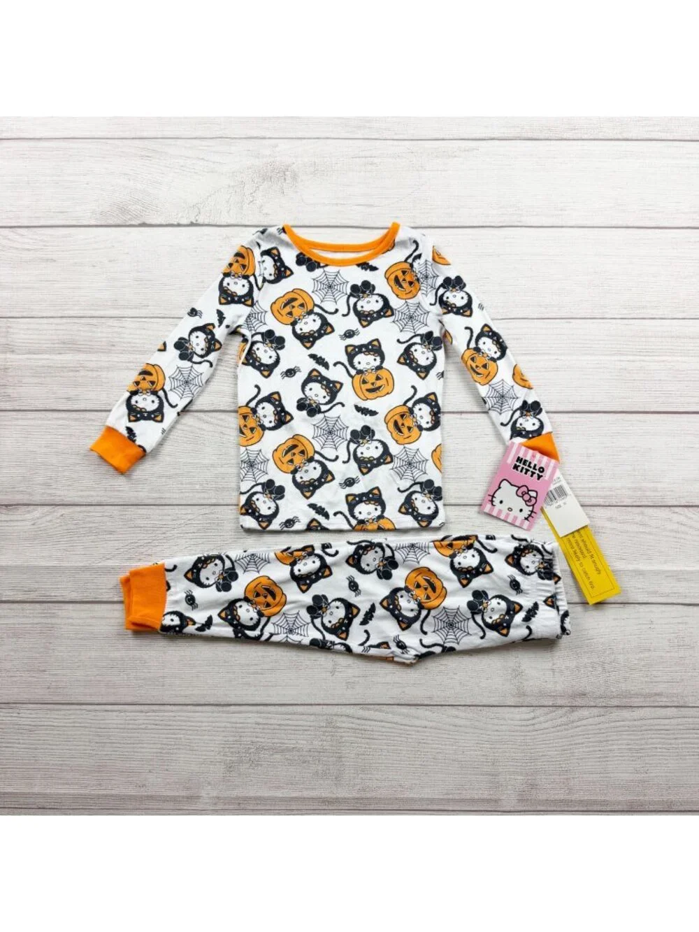 Hello Kitty Halloween Pajama Set Long Sleeve Pumpkin Cat Pattern NWT 3T